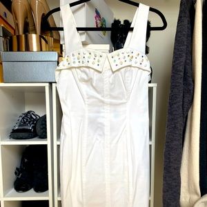 Roccobarocco White Cocktail Midi Dress NWT Size 8